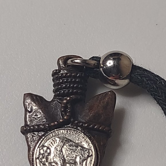 Mini Buffalo Nickle Faux Metal Arrowhead Rope Necklace - Picture 5 of 13